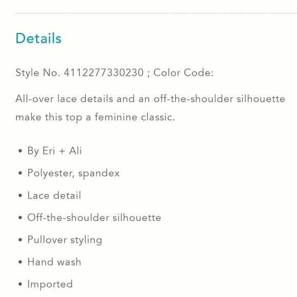 Anthropologie Eri + Ali Lace Off Shoulder Textured Lace Embroidered Top Small - Picture 11 of 11